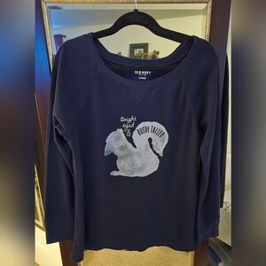 Old Navy Womens XL Dark Blue Squirrel Graphic Top NWOT
